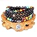 PWMEN Lava Bracelet,Mala Beads OM Buddha Pendant 7 Chakra Tibetan Buddhist Lava Rock Essential Oil Diffuser Meditation Wrap Necklace Bracelets(Lava,OM Buddha)