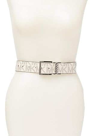 Michael Kors Gürtel weiß-braun ECHTES Leder, Größe L, 110 cm lang, 4cm breit *Reversible* Wendegürtel, MK Logo eingeprägt, 66