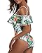 Tempt Me White Pineapple Off Shoulder One Piece Swimsuit for Women Ruffled Sleeves Retro Bathing Suits Flounce Printed Swimwear S