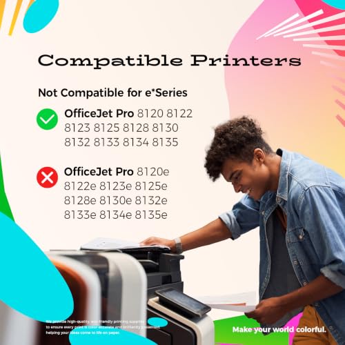 colorfly 924e 924XL Cartuchos de impresora de repuesto para HP 924 XL 924 Compatible con HP Officejet Pro 8120 8122 8123 8125 8128 8130 8132 8133 8134 8135, con chip 4 unidades