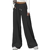 AUGCONE Women's Casual Pants Wide Leg Sweatpants High Waisted Fleece Drawstring Straight Lounge with Pockets