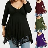 Women Plus Size Clothing, Misaky Long Sleeve Lace Blouse Shirt Long Tunic Tops