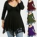 Women Plus Size Clothing, Misaky Long Sleeve Lace Blouse Shirt Long Tunic Tops