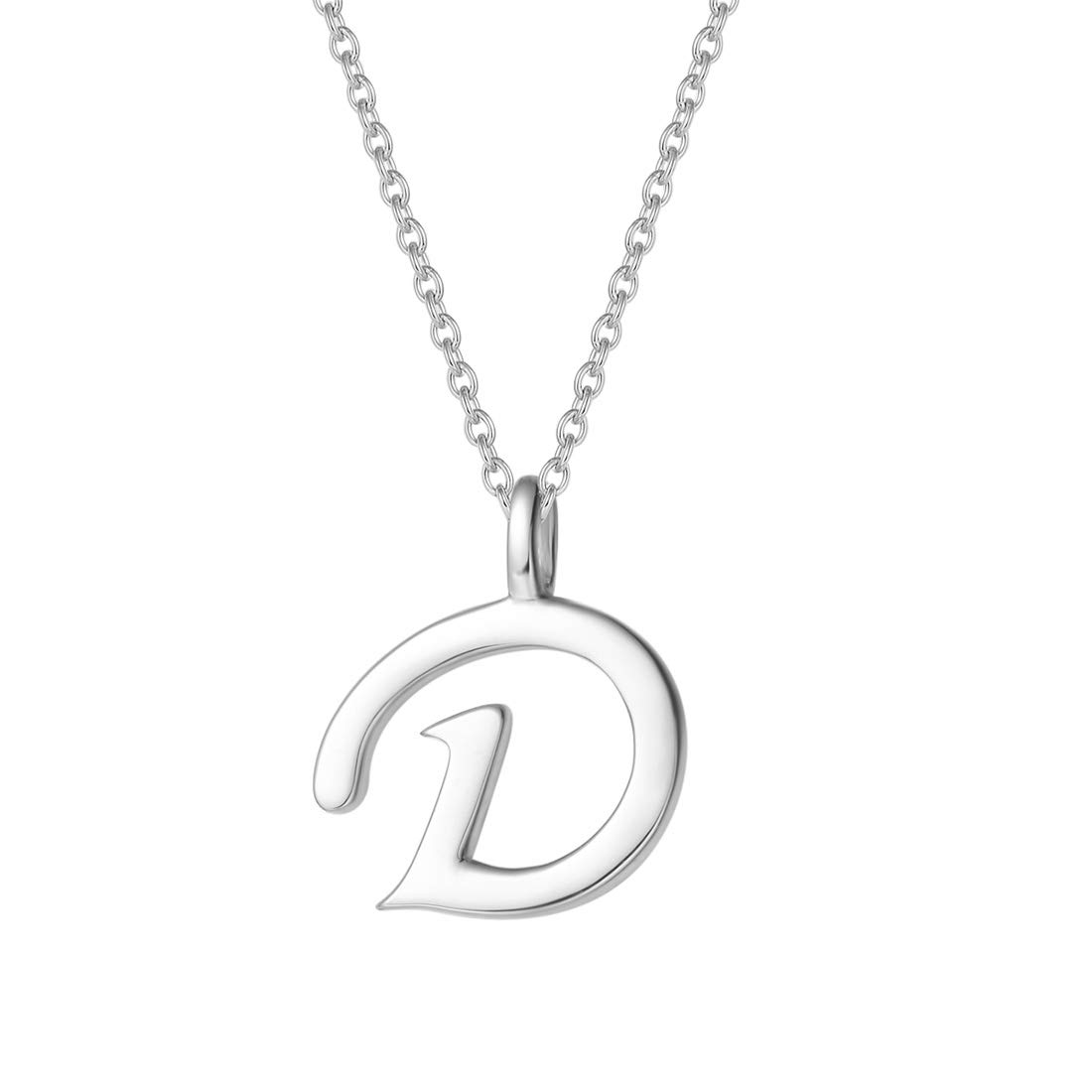 AGVANA 925 Sterling Silver Initial Alphabet Necklace with Letter D Name Pendant for Women Girls Teenagers Friends with Gift Jewellery Box - Chain Length: 16 + 2 Inch — image 1
