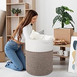 WISELIFE Storage Basket Large Cotton Rope Basket