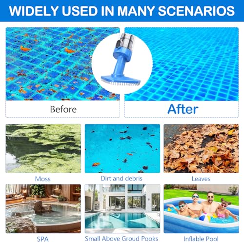 Wireless Pool Vacuum Cleaner, 3 in 1 Rechargeable Handheld Pool Vacuum Cleaner with Telescopic Handle, Electric Pool Cleaner for Pool, Spa, Jaccuzi