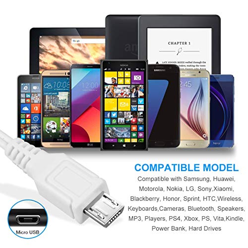 Dericam 5V 1A Micro USB Wall Charger, 5 Volt 1000mA AC to DC Power Adapter for Home Security Camera, 5ft/1.5 Meter Power Cord,US Plug (5V 1A USB Charger-White)