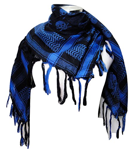 Premium Skull Pattern Shemagh Head Neck Scarf - Blue/Black