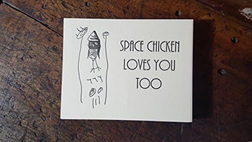 Space Chicken Loves You Too - set of 6 postcards