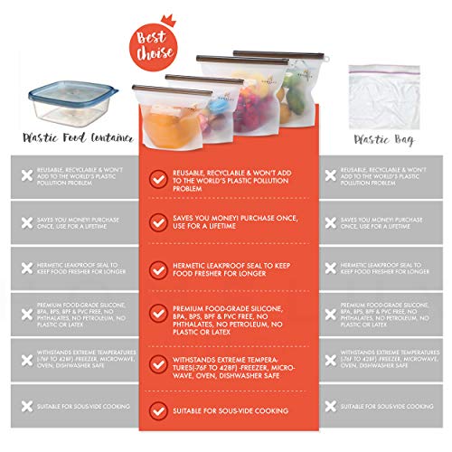 Homelux Theory EXTRA LARGE Reusable Freezer Bags GALLON Size LEAKPROOF, AIRTIGHT 100 Food