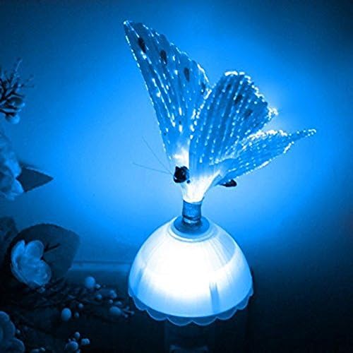 INSFIRE Kids Night light ,Romantic Plug Fiber Optic Butterfly LED Color Change Night Light Lamp Flashing Party Decor Lamp (Blue)