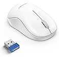 TECKNET Wireless Mouse for Laptop, 2.4G Silent Mouse Quiet Click, Small Portable Computer Mouse, 5 DPI Levels, Cordless Mice for PC, Chromebook, Mac - White