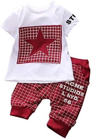 Travfis Children'S Suit Sets T-Shirts+Shorts Baby Boys Casual Clothing Sets Lqw851 Red 3T