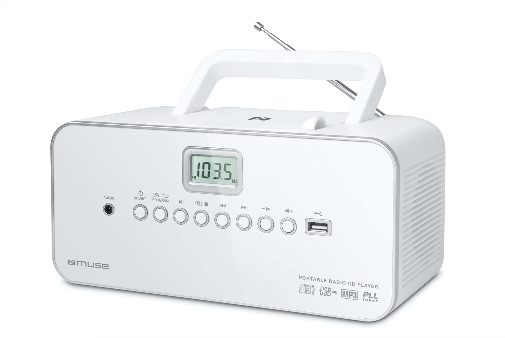 Muse M-28 NY CD Radio Portable PLL FM Radio MW Tuner Transmitter Memory USB MP3 Playback Mains Battery Powered New York