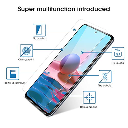 OMOTON 3 Pack Verre Trempé pour Xiaomi Redmi Note 10/ 10S (6,43 Pouces), 9H Dureté, sans Bulles, Film Protection Écran Anti-Rayures
