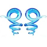 BodyJ4You Glass Taper Wave Spiral Blue Plugs Ear Gauges Hanger 4G-16mm Twist Stretchers 2PCS