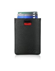 Apparel: Agog Money Clip Wallet For Men - Ultra Slim Bifold Genuine Leather Pull Tab with Money Clip - Multi Card Holder Front Pocket Wallet - Black