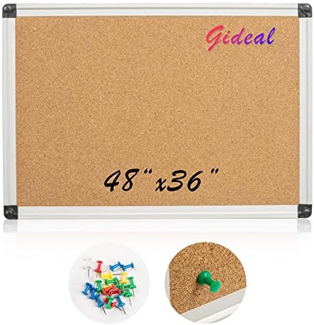 Gideal Notice Board Cork Notice Board 48" x 36" Cork Bulletin Board D