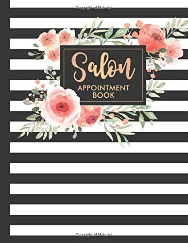 Salon: Appointment Book 2019 Floral Flower Frame Striped Stylist Hairdresser Daily Hourly Client Planner