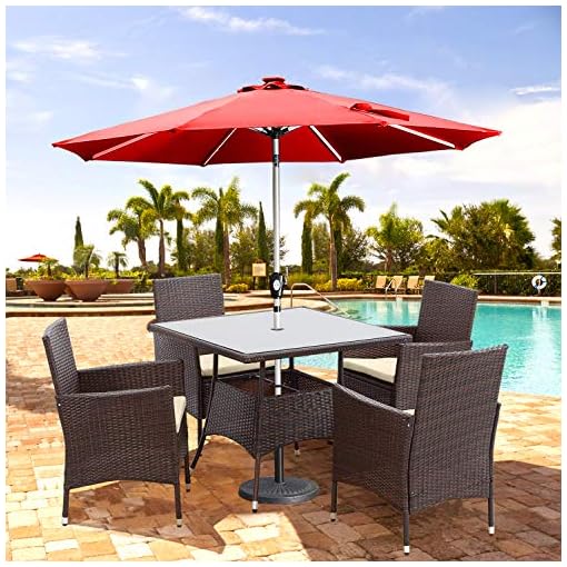 Wisteria Lane Outdoor Furniture 5Piece Wicker Patio Dining Table and Chair Set,Square Tempered