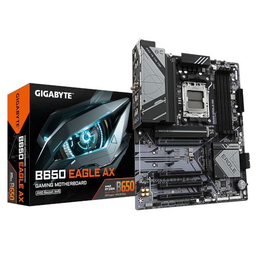 GIGABYTE B650 Eagle AX Mainboard - AMD Ryzen 9000er-Serie, 12+2+2 Phasen VRM, bis zu 7600 MHz DDR5 (OC), 1xPCIe 5.0 + 2xPCIe 4.0 M.2, GbE LAN, WiFi 6E
