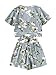 SweatyRocks Women's 2 Piece Boho Floral Print Crop Cami Top with Shorts Set Blue M