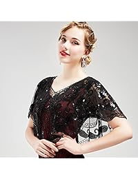 BABEYOND 1920 Chal Envolturas de Lentejuelas con Cuentas Capa de Noche Chal Bolero de Novia Cubierta Hasta