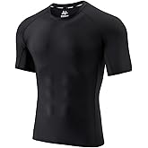USKOY Men's Rash Guard T-Shirts UPF 50+ Baselayer Short Sleeve Skins Compression Performance Fit Tee