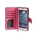 Xhorizon Leather Folio Case with Wristlet Lanyard, Card Slots and Magnetic Closure for Samsung Galaxy S4 (I9500) - Rose Red