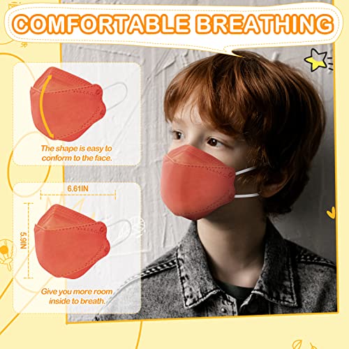 Kids KF94 Masks for Children, Individually Wrapped Colored Mask for Boys Girls, Kid Sized Small Mask Design for Petite Face, 4 Ply Filter Protective Breathable Comfortable Snug Fitting Mask for School - 10 Packs