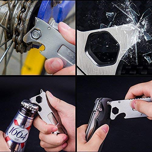 Pocket Knife，YEEYOU Utility Knives 6-in-1 Multitool Keychain Durable Black Oxide Stainless Steel Portable Tools for Outdoor Survival, Camping, Fishing, Hunting, Hiking