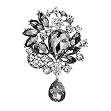Fani Rhinestone Covered Brooch Pin Black Clothes Scarves Shawl Clip For Women Ladies