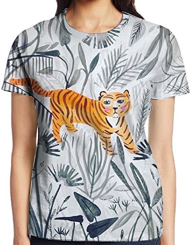 Lovely Tiger3D Printed Graphic Woman Short Sleeve Colorful Round Neck Fashion T Shirt
