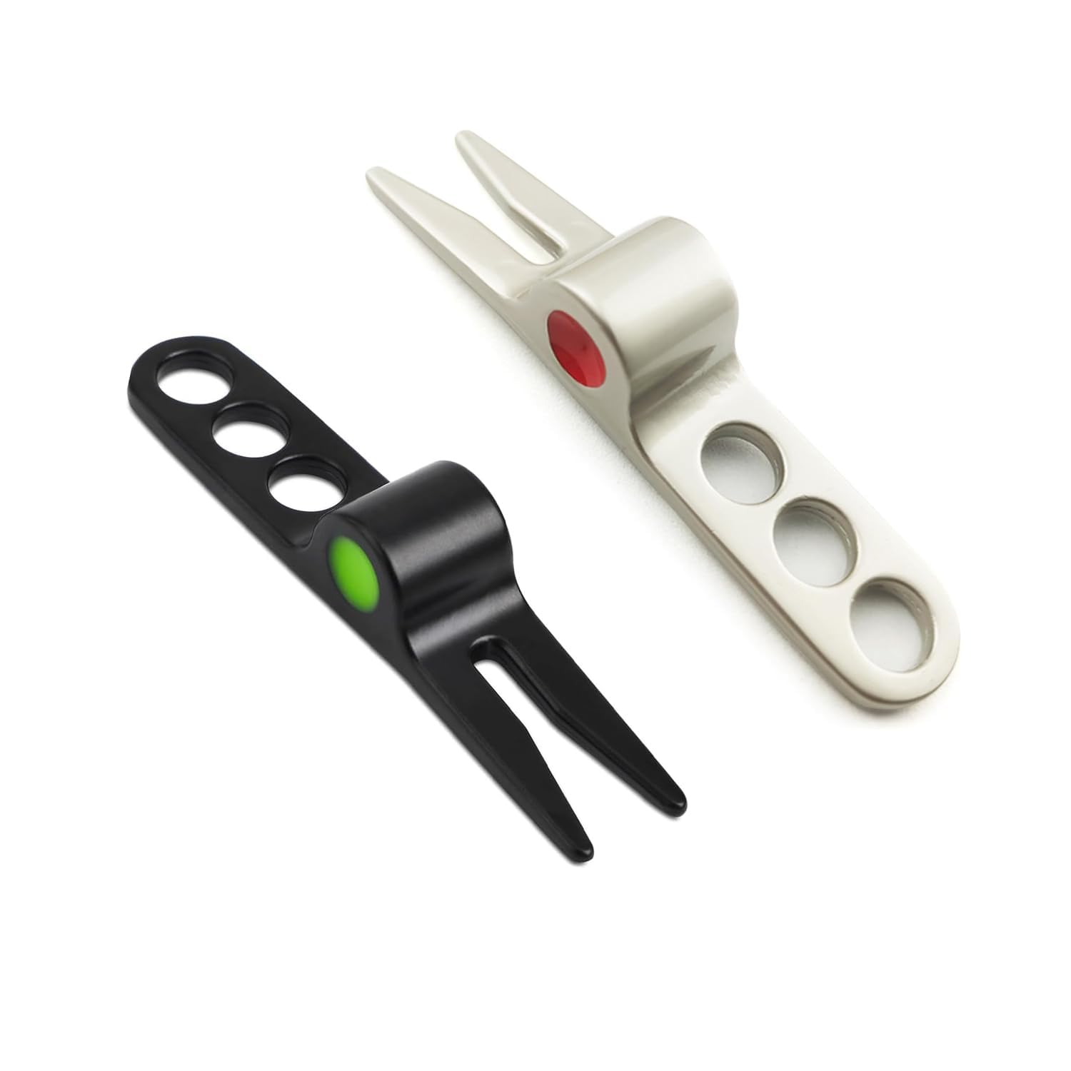 GBTUPOKW 2 PCS Golf Ball Fork Pivot Divot Repair Tool Compatible Cameron Divot Tools for Scotty Golf Divot Tools（Silver and Black）