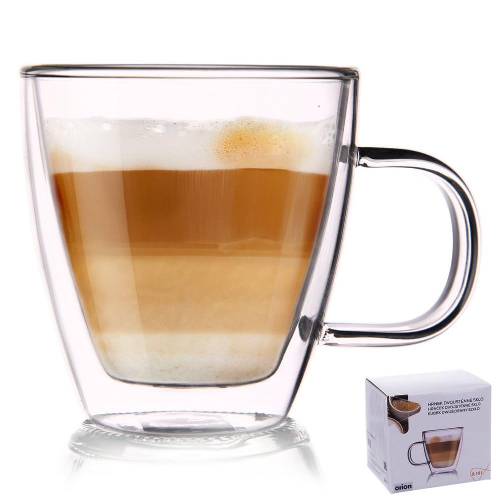 Orion Tea Glass Coffee Glass Double-Walled Double-Walled Glasses Thermal Glass for Coffee Latte Cappuccino Tea 180 ml