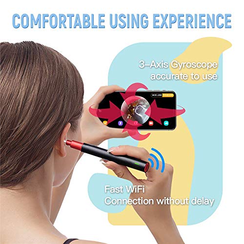 Ear Otoscope Camera Wireless Ear Scope 1080P WiFi Ear Endoscope for Earwax Removal with 6 LEDs, 3-Axis Gyroscope and Temperature Control, Compatible with Android iOS Smartphone and Tablet - Thumbnail 3