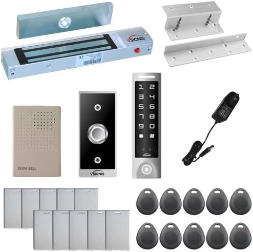 Visionis FPC-5589 One Door Access Control In Swinging Door 300lbs Maglock + Slim Outdoor Digital Touch Keypad/Reader Standalone + Mini Controller + Wiegand 26, No Software, EM Card, 1000 Users Kit