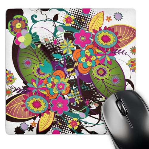3dRose LLC 8 X 8 X 0.25 Inches Pretty Modern Colorful Funky Flowers Abstract Na…