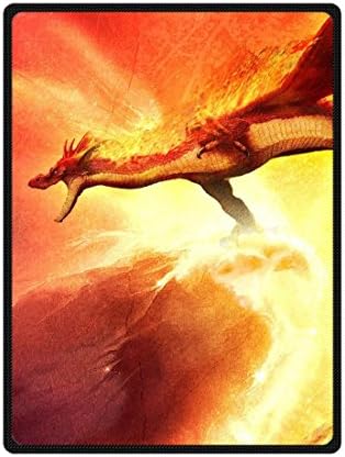 SANMOU Custom Fire Dragon Monster Flying Fleece Throw Blanket Warm Reversible 58" x 80" (Large)