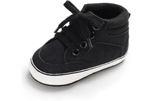 Sekantrol Newborn Baby Boys Girls First Walker Crib Shoes Soft Rubber Sole Infant Sneakers Fashion High-Top Non-Slip Toddler Oxford Dress Moccasins
