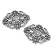 ElegantPark BM Vintage Flowers Rhinestones Wedding Party Decoration Shoe Clips Antique Silver 2 Pcs