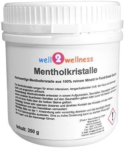 Well2wellness® Menthol Crystals Intensive in a 0.55lbs Container 100% Pure Mint Oil Won