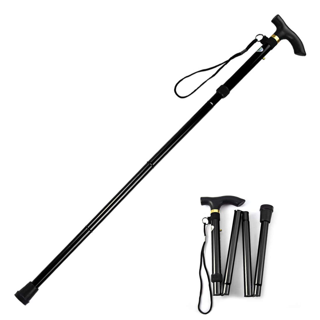 Evealyn Walking/Hiking/Trekking/Camping Stick&Pole&Canes Foldable, Collapsible, Portable, Lightweight, Adjustable Hand Walking Cane, Mountaineering Crutches Outdoor for Men, Women