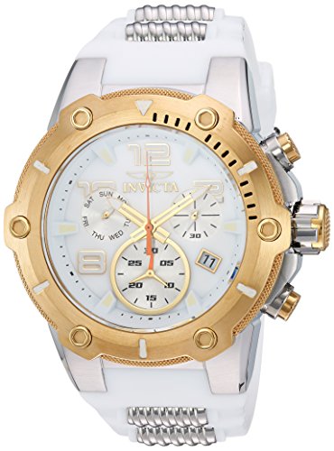 Invicta Men's 'Speedway' Quartz Stainless Steel and Silicone Casual Watch, Color:White (Model: 22512)
