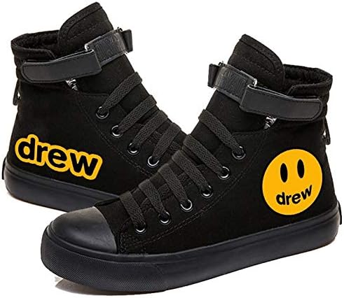 Unisex Adult Justin Bieber Drew House Printed Canvas Shoes Lace Up Sneakers Tennis