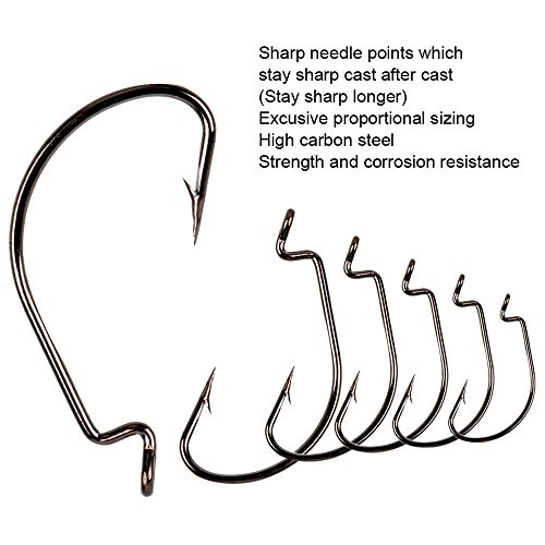 VIPMOON Fishing Hooks High Carbon Steel Worm Senko Bait Jig Fish Hooks with Plastic Box