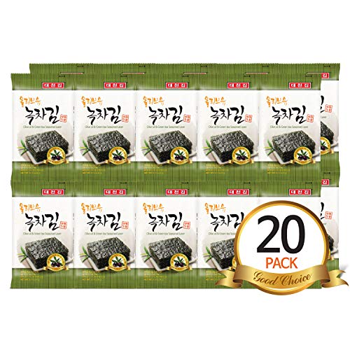 image for Daechun(Choi's1) Seaweed Snack, (Pack of 20), Original, Sea Salt, Gree