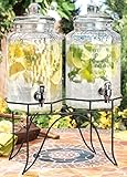 Home Essentials 1842 Del Sol Hammered Jug Beverage Dispenser with Rack, Set of 2, 10lb, Clear