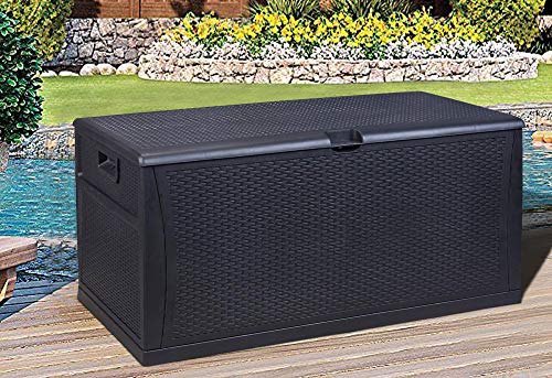 image for Superday Patio Deck Box Outdoor Storage Decorative Wicker Pattern Gard