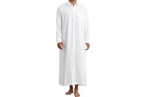 Lars Amadeus Nightshirt for Men's Long Sleeves Collared Neck Full Length Sleep Shirt Nightwear